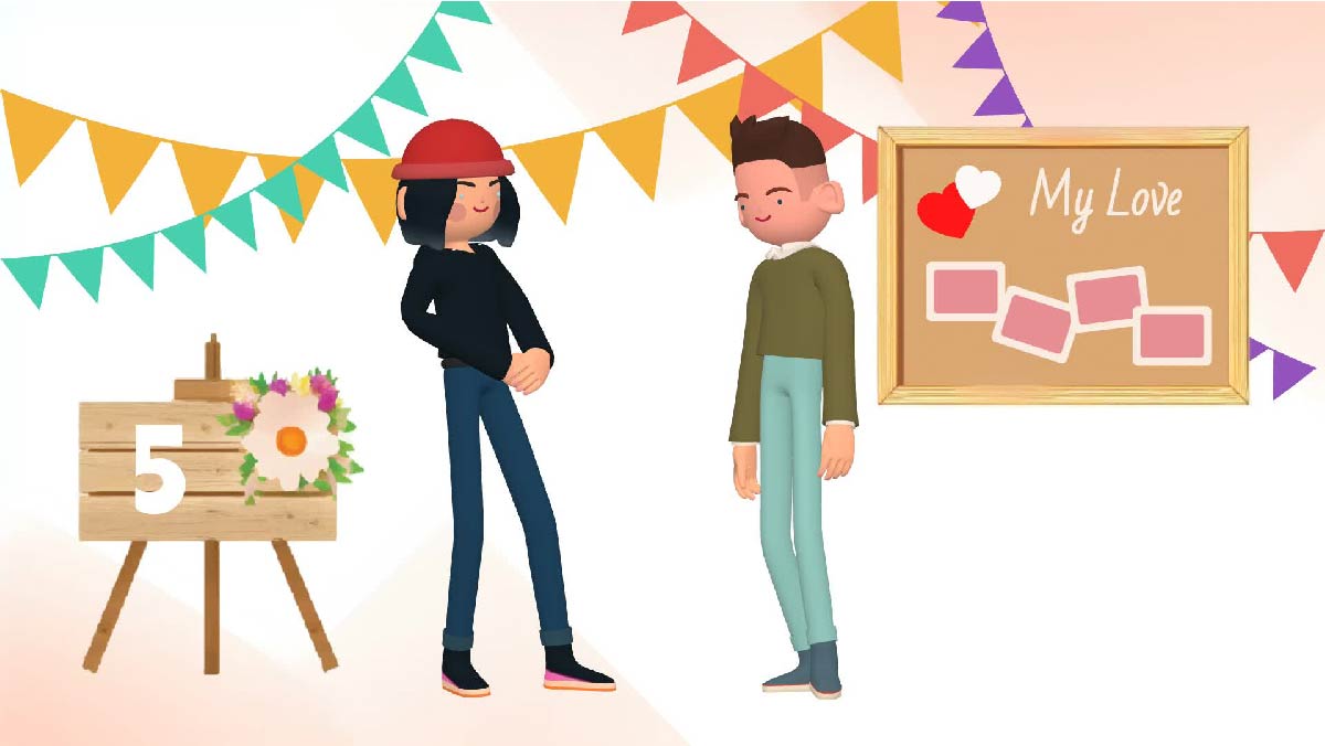 This is a snapshot of an animation produced by Visual Paradigm's animation maker. The animation is about celebrating 5 years