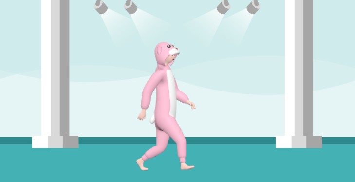 This is a snapshot of an animation produced by Visual Paradigm's animation maker. The animation is a story about animal fashi