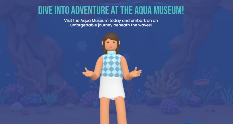 This is a snapshot of an animation produced by Visual Paradigm's animation maker. The animation is about an aqua museum - Pro