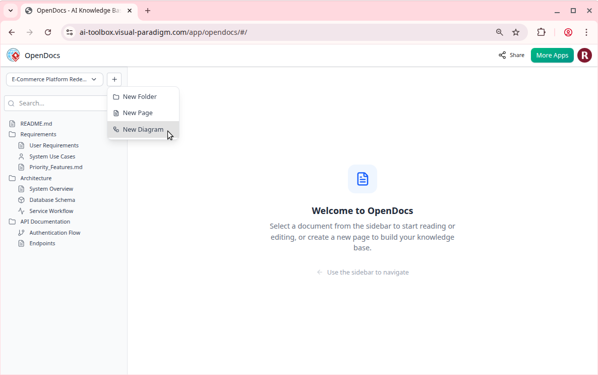 Initiating Diagram Creation: Triggering the